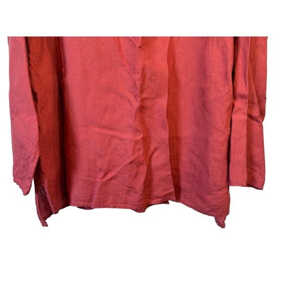 EILEEN FISHER Organic Handkerchief Linen Box-Top Size XL Red Flame Lagenlook EUC - Picture 4 of 10